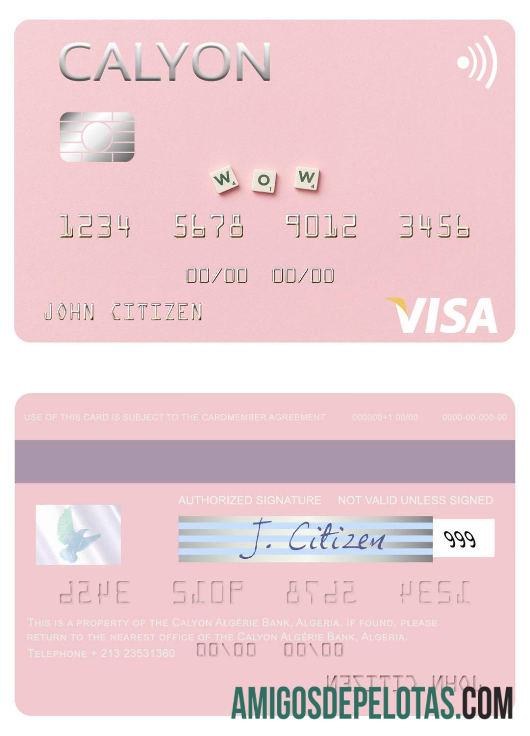 Argélia Calyon Argélia Bank Visa Card modelo